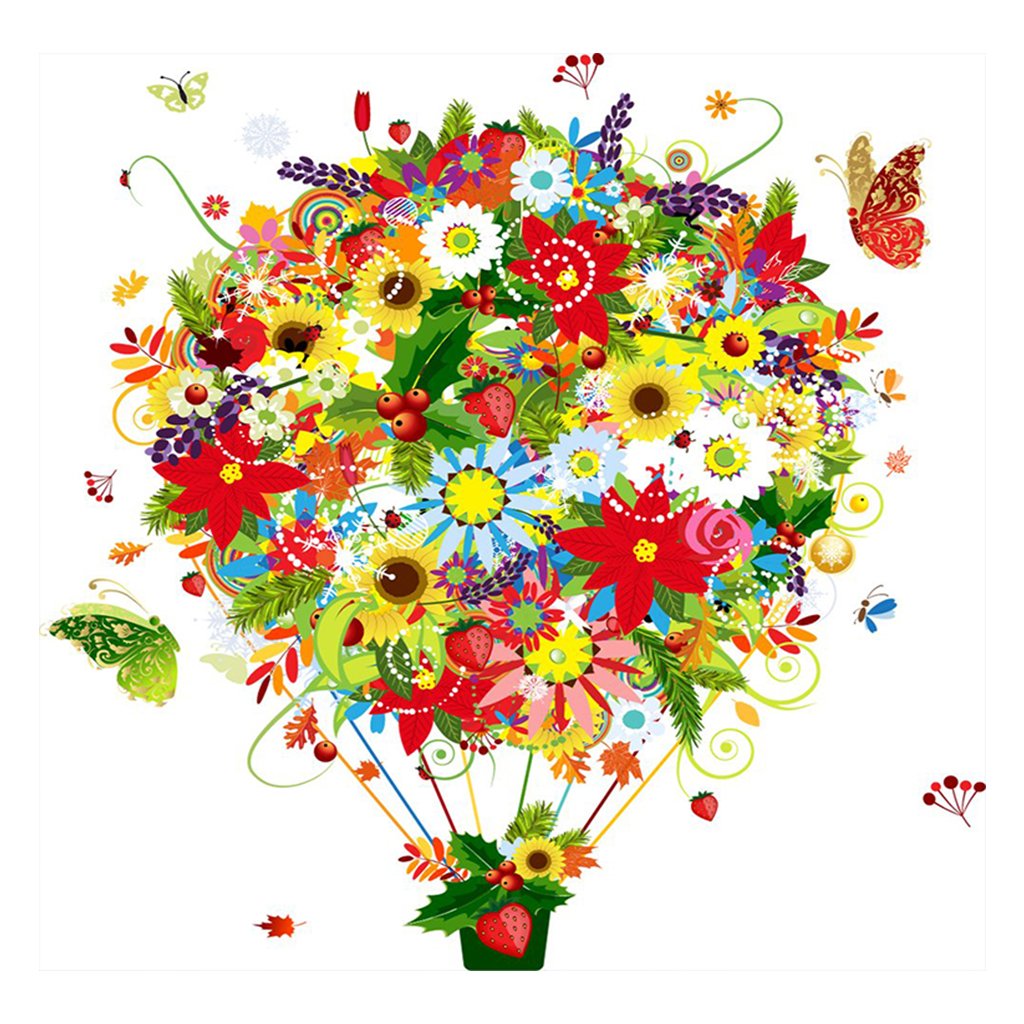 Full Diamond Painting kit | Hot air balloon flowers