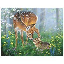 Load image into Gallery viewer, Full Diamond Painting kit | A sika deer and a hare
