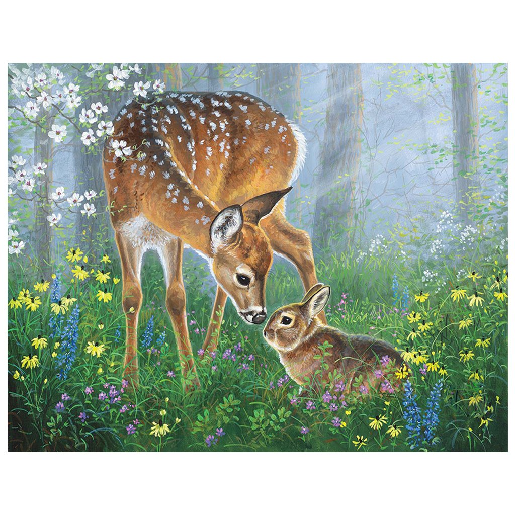 Full Diamond Painting kit | A sika deer and a hare