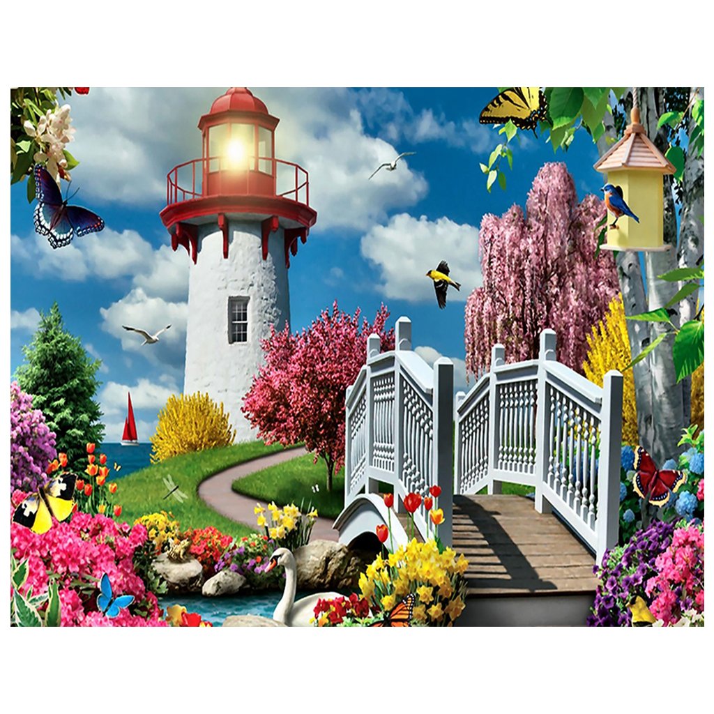 Full Diamond Painting kit | Beautiful view of the lighthouse by the sea
