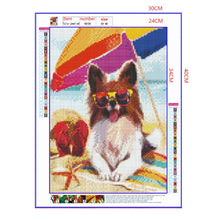 Load image into Gallery viewer, Full Diamond Painting kit | Dog with glasses on the beach
