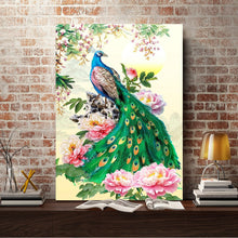 Load image into Gallery viewer, Full Diamond Painting kit | Peacock and flower
