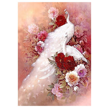 Load image into Gallery viewer, Full Diamond Painting kit | White peacock and flower
