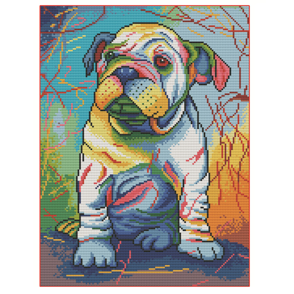 11CT Full Cross Stitch | Colorful dog (36x46cm)
