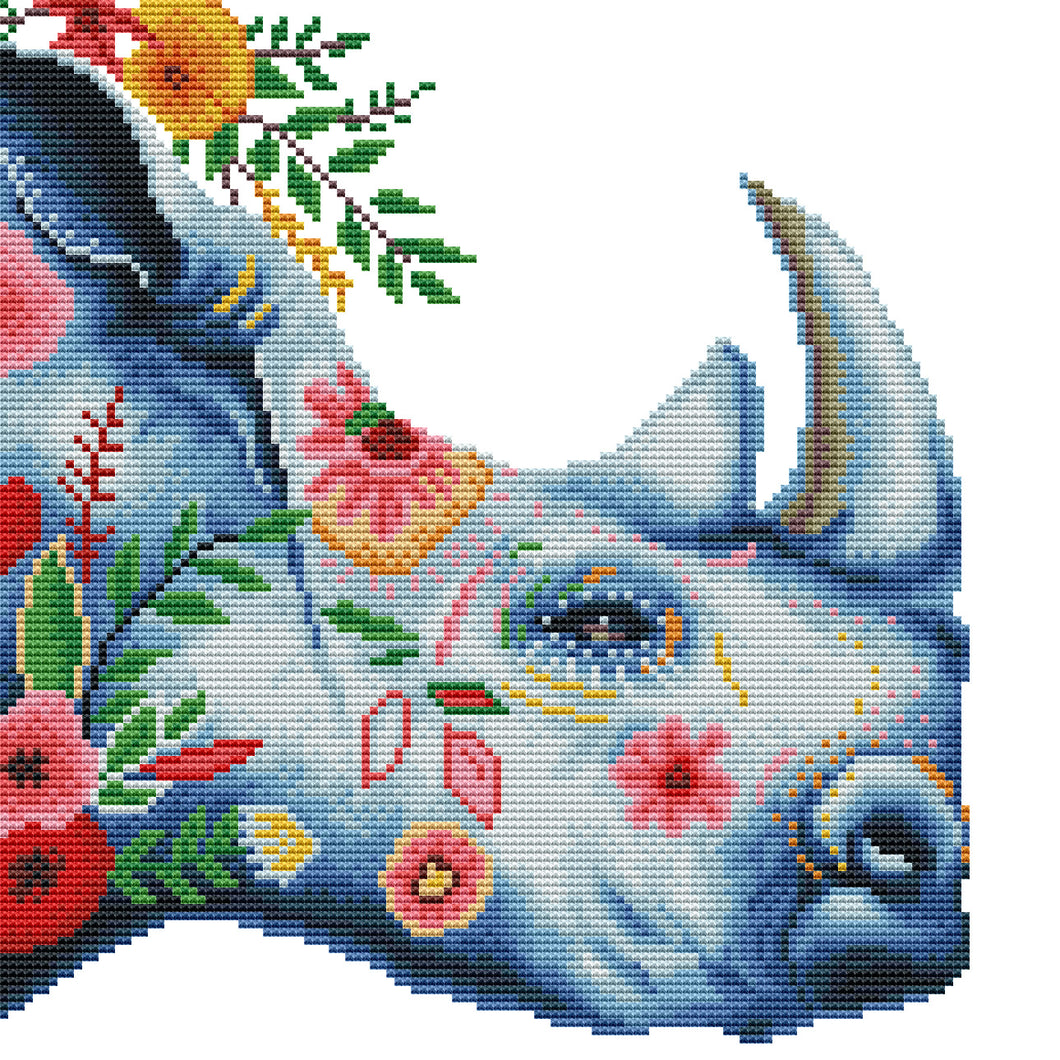 11CT Full Cross Stitch | rhinoceros (36x36cm)