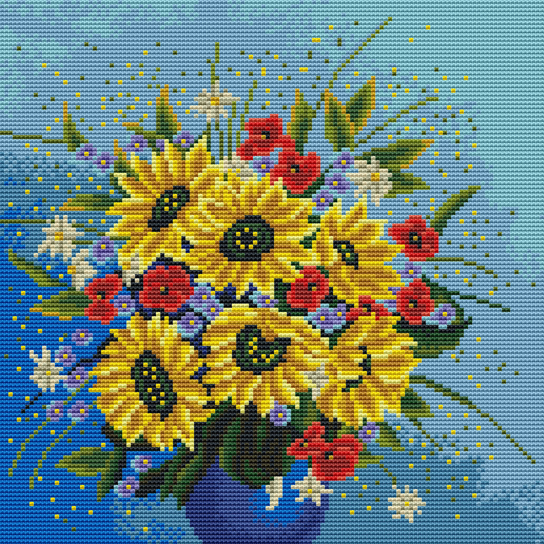 11CT Full Cross Stitch | Sunflower flower (36x36cm)