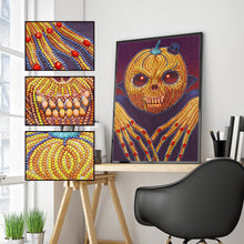 Load image into Gallery viewer, Crystal Rhinestone Diamond Painting Kit | Halloween Skull Pumpkin
