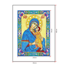 Load image into Gallery viewer, Crystal Rhinestone diamond painting kit | religious figures Virgin Mary and Jesus
