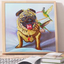 Load image into Gallery viewer, Crystal Rhinestone Diamond Painting Kit | Bulldog Dog and Hummingbird
