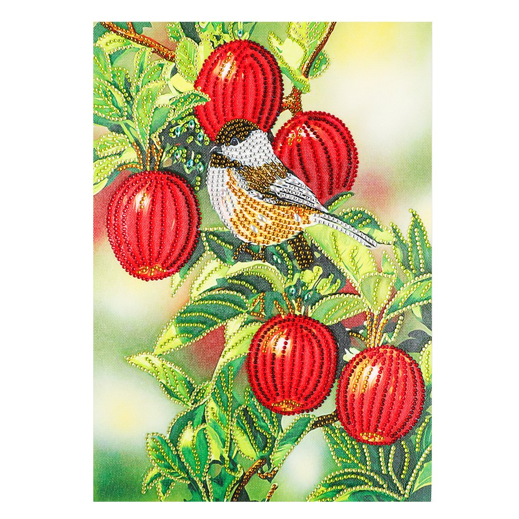Crystal Rhinestone Diamond Painting Kit | Bird and red fruits
