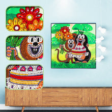 Load image into Gallery viewer, Crystal Rhinestone Diamond Painting Kit | Cartoon monkey and penguin
