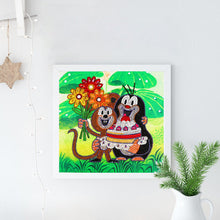 Load image into Gallery viewer, Crystal Rhinestone Diamond Painting Kit | Cartoon monkey and penguin
