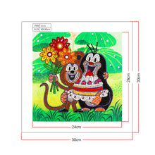 Load image into Gallery viewer, Crystal Rhinestone Diamond Painting Kit | Cartoon monkey and penguin
