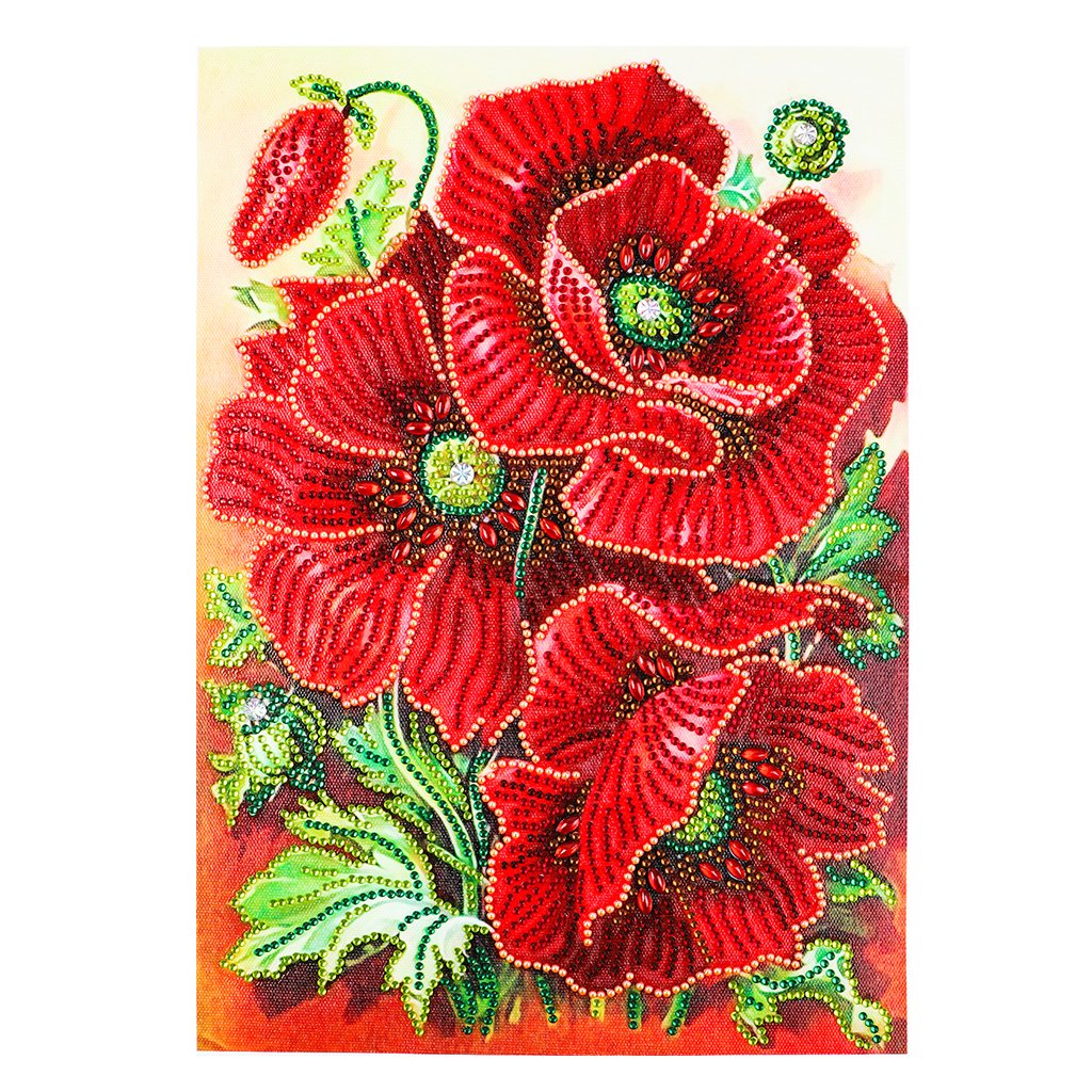 Crystal Rhinestone Diamond Painting Kit | Red flower