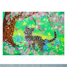 Load image into Gallery viewer, Crystal Rhinestone Diamond Painting Kit | Cat and butterfly under the tree
