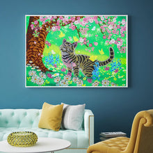 Load image into Gallery viewer, Crystal Rhinestone Diamond Painting Kit | Cat and butterfly under the tree
