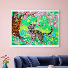 Load image into Gallery viewer, Crystal Rhinestone Diamond Painting Kit | Cat and butterfly under the tree
