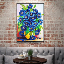 Load image into Gallery viewer, Crystal Rhinestone Diamond Painting Kit | Blue daisy
