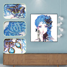 Load image into Gallery viewer, Crystal Rhinestone Diamond Painting Kit | Blue Hair Girl
