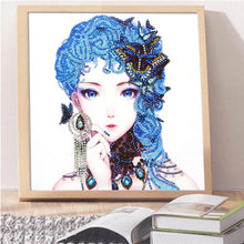 Load image into Gallery viewer, Crystal Rhinestone Diamond Painting Kit | Blue Hair Girl
