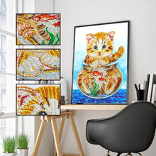 Load image into Gallery viewer, Crystal Rhinestone Diamond Painting Kit | Cat on glass bottle
