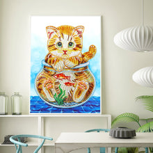 Load image into Gallery viewer, Crystal Rhinestone Diamond Painting Kit | Cat on glass bottle
