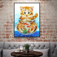 Load image into Gallery viewer, Crystal Rhinestone Diamond Painting Kit | Cat on glass bottle
