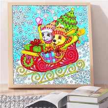 Load image into Gallery viewer, Crystal Rhinestone Diamond Painting Kit | A cat and a dog have a merry christmas
