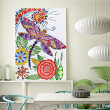 Load image into Gallery viewer, Crystal Rhinestone Diamond Painting Kit | Dragonfly Flower
