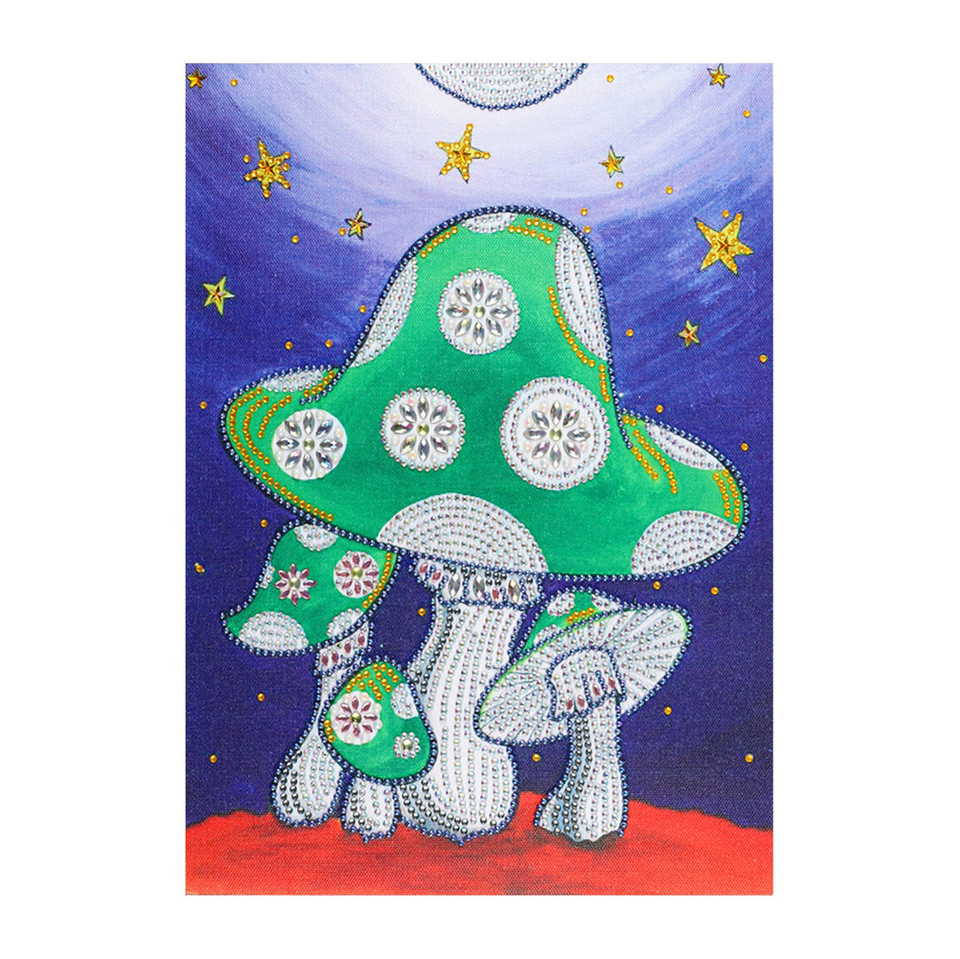 Crystal Rhinestone Diamond Painting Kit | Cartoon Starry Night Mushroom
