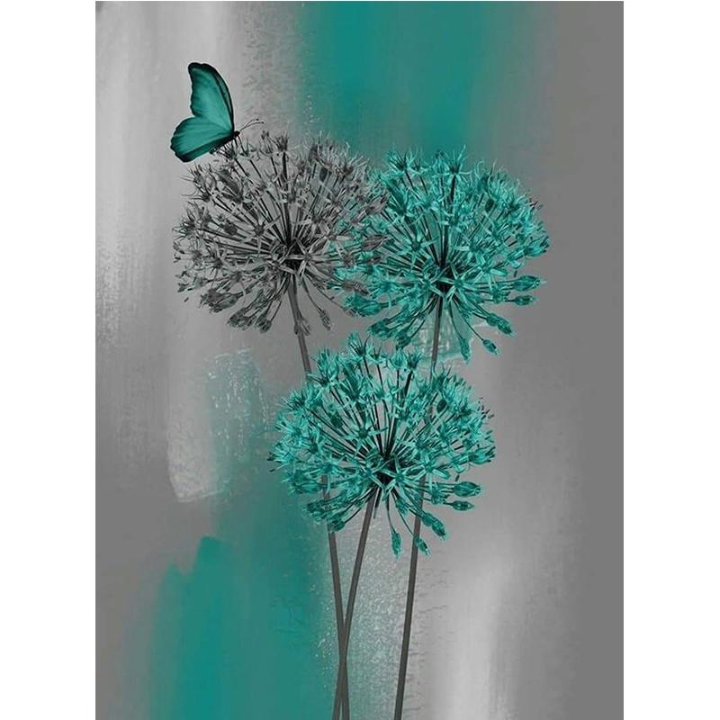 Full Diamond Painting kit | Dandelion and green butterfly