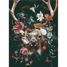 Load image into Gallery viewer, Full Diamond Painting kit | Flowers on sika deer head
