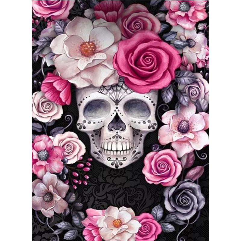 Full Diamond Painting kit | Skull and flowers