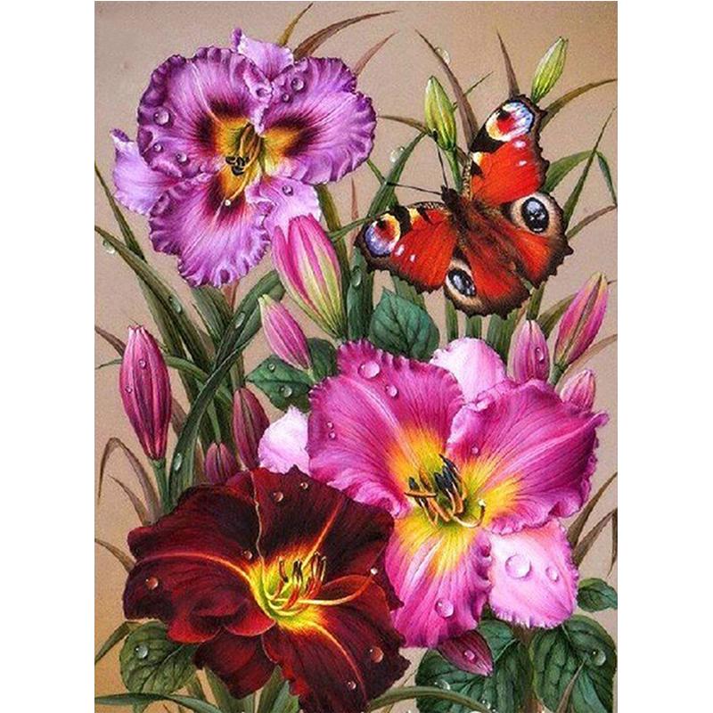 Full Diamond Painting kit | Beauty flowers and butterfly