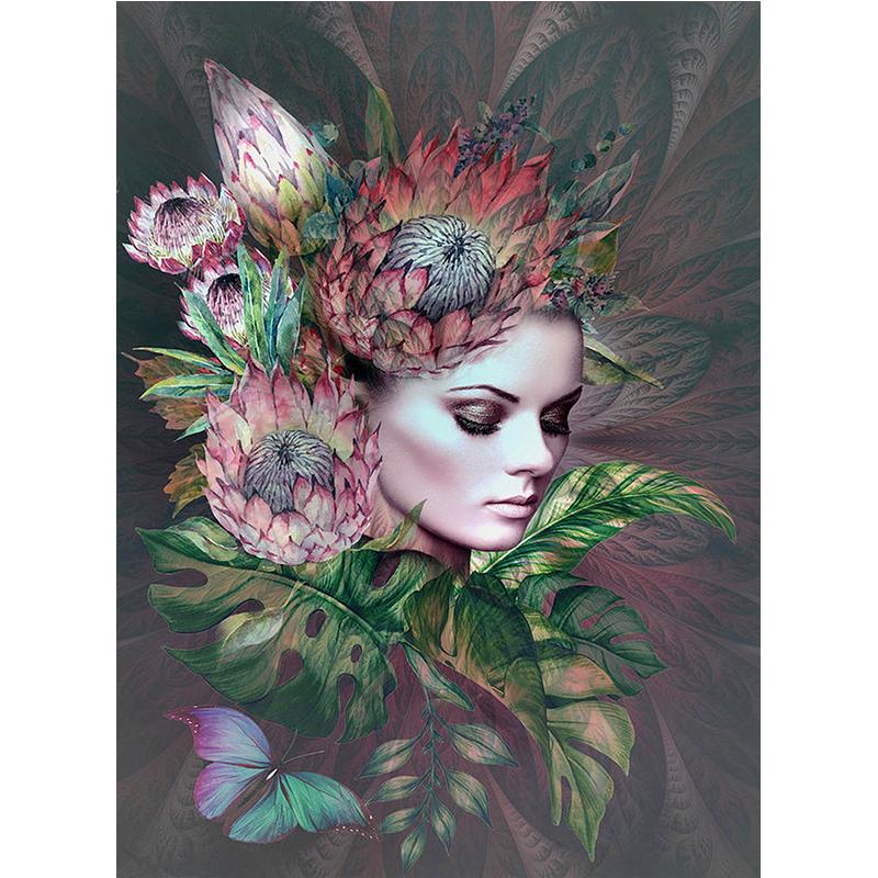 Full Diamond Painting kit | Woman with flowers on head