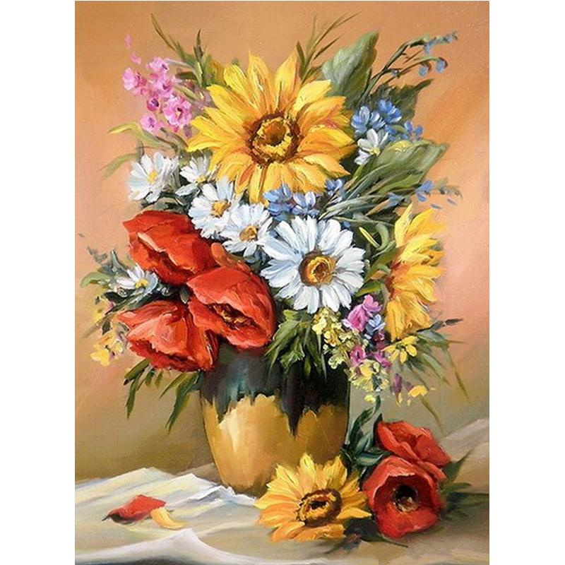 Full Diamond Painting kit | Beautiful flowers on vase