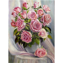 Load image into Gallery viewer, Full Diamond Painting kit | Pink roses on vase
