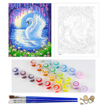 Load image into Gallery viewer, DIY Painting by number kit | Swan on the lake
