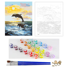 Load image into Gallery viewer, DIY Painting by number kit | Dolphin jumping
