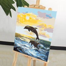 Load image into Gallery viewer, DIY Painting by number kit | Dolphin jumping
