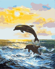 Load image into Gallery viewer, DIY Painting by number kit | Dolphin jumping
