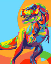 Load image into Gallery viewer, DIY Painting by number kit | Watercolor dinosaur
