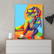 Load image into Gallery viewer, DIY Painting by number kit | Watercolor dinosaur
