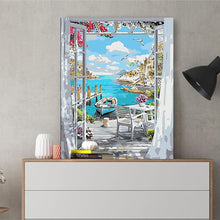 Load image into Gallery viewer, DIY Painting by number kit | Beautiful sea view outside the window
