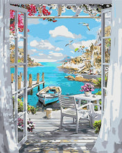 Load image into Gallery viewer, DIY Painting by number kit | Beautiful sea view outside the window
