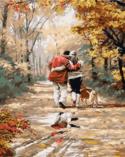 Load image into Gallery viewer, DIY Painting by number kit | Couple walking with pet dog on the path
