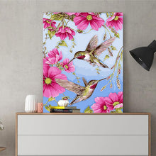 Load image into Gallery viewer, DIY Painting by number kit | Hummingbird picking flowers
