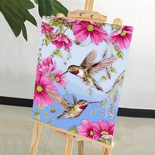 Load image into Gallery viewer, DIY Painting by number kit | Hummingbird picking flowers
