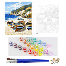 Load image into Gallery viewer, DIY Painting by number kit | Boats on the beach
