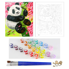 Load image into Gallery viewer, DIY Painting by number kit | Panda climbing bamboo
